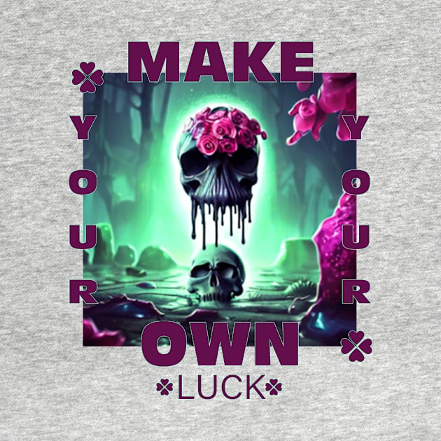 make your own luck skull lucky with pink flowers by youni youni